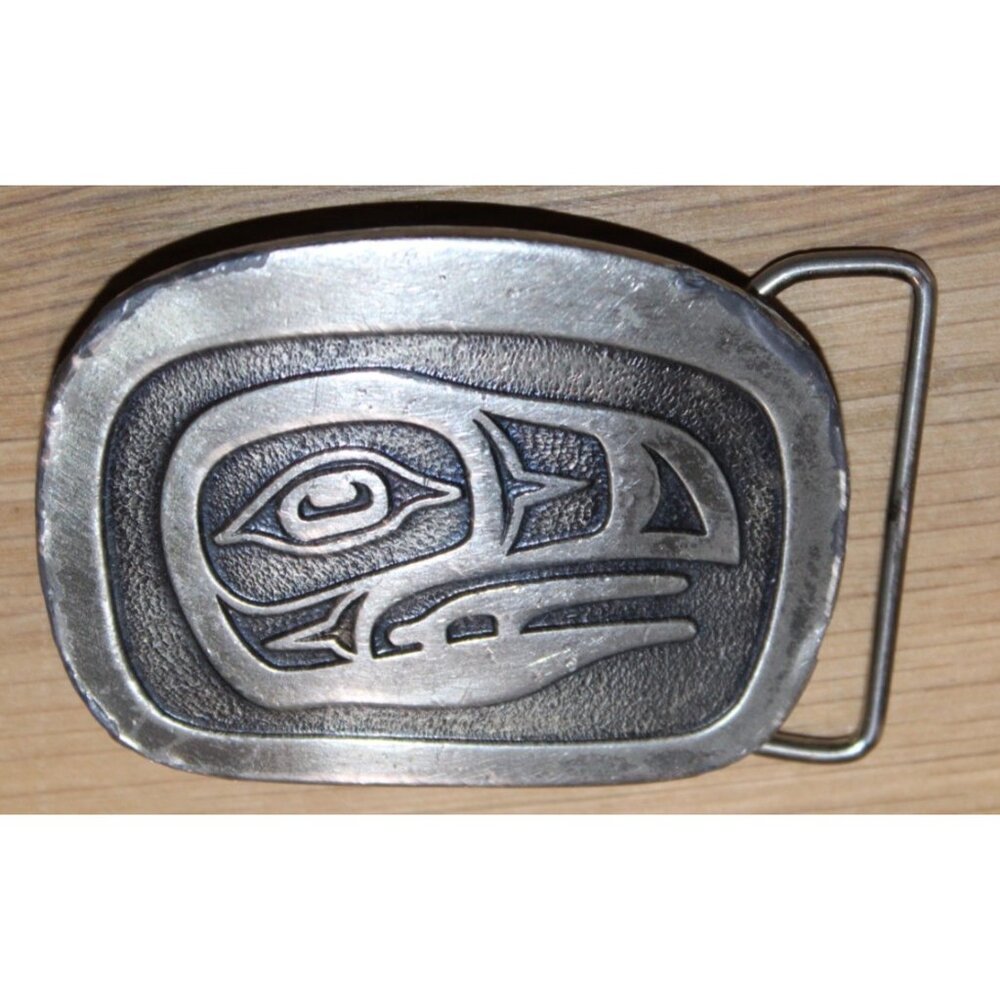 Vtg Indiana Metal Craft Jim Schoppert Raven Western Silver ToneBelt Buckle 1977 - Picture 4 of 5